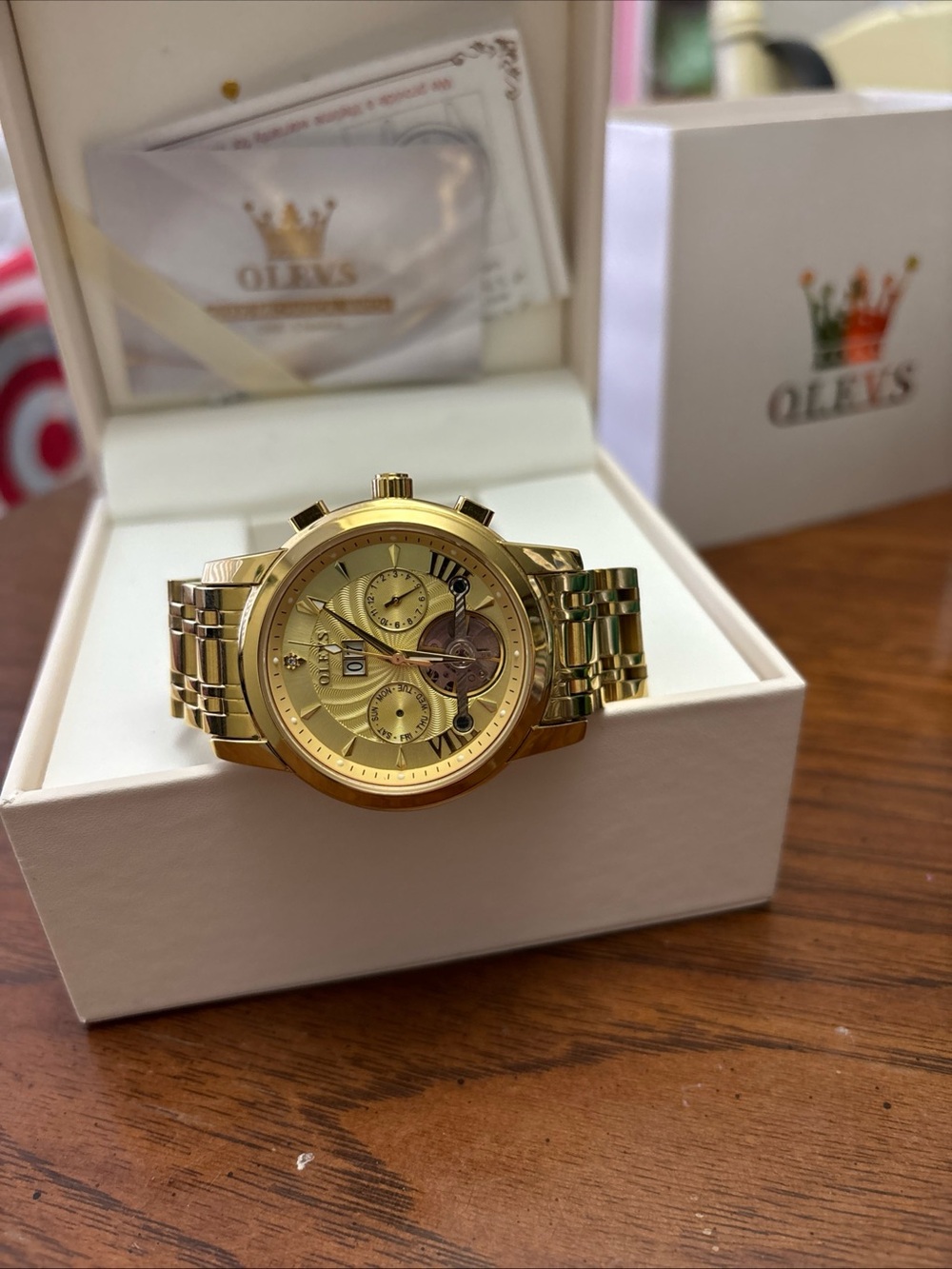 OLEVS Men’s Gold Stainless Steel Chronograph Watch